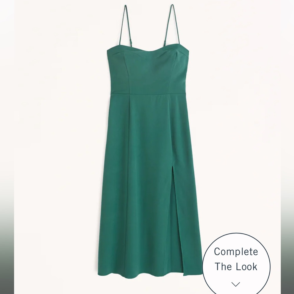 NWT Luxe Crepe High-Slit Midi Dress - green